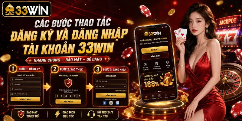 Các bước thao tác đăng ký và đăng nhập tài khoản 33Win